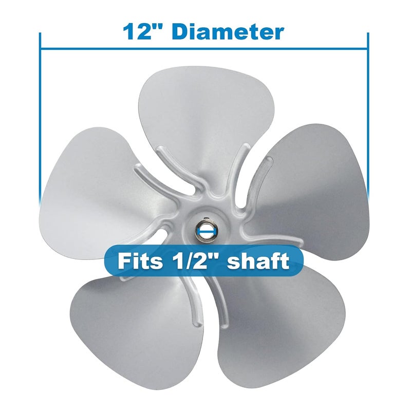 SuperDi 9800528 Replacement Fan Blade Power Vent Motor, 14393 FB99100 Attic Fan Blade Propeller 12" 32 Degree 5 Blade for 1/2" Shaft with Set Screws - Image 2